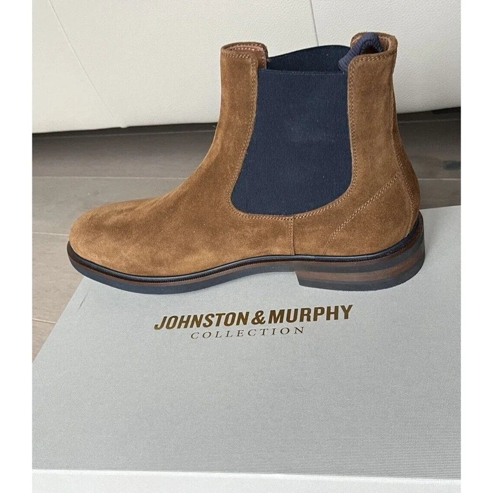New Johnston & Murphy Collection Hartley Chelsea Boot Suede Leather 11 M Italy
